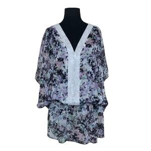 Badgley Mischka Fiona sheer floral Fiona Tunic size Large